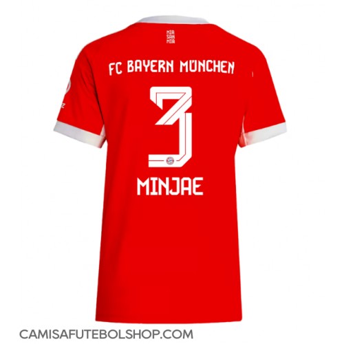 Camisa de time de futebol Bayern Munich Kim Min-jae #3 Replicas 1º Equipamento Feminina 2025-26 Manga Curta Camisa de time de futebol Bayern Munich Kim Min-jae #3 Replicas 1º Equipamento Feminina 2025-26 Manga Curta